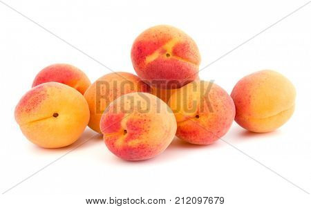 A bunch of apricot fruit isolated on white background cutout