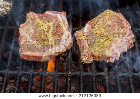 Grilled Pork Steaks On The Grill