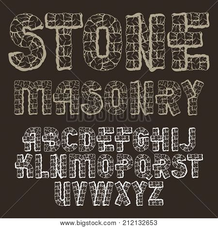 Set Of Trendy Old Vector Capital English Alphabet Letters Isolated. Bold Type Font, Script From A To