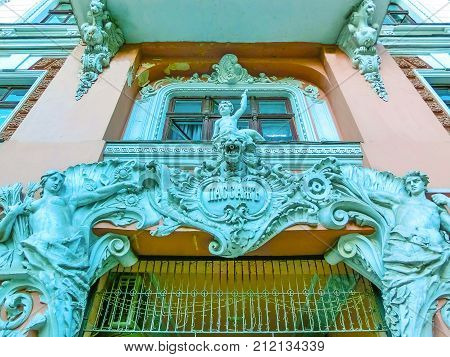 Odessa, Ukraine - Jily 09, 2017: Courtyard passage in Odessa, Ukraine on Jily 09, 2017. Historical and architecture of the late XIX - XX century. Located at the Deribasovskaya street.
