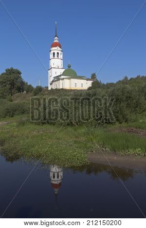 Church of the Assumption the Blessed Virgin on the river bank Sukhona in the city Totma, Vologda Region, Russia