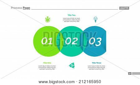 Venn diagram with three elements. Step chart, process diagram, slide. Creative concept for infographics, presentation, project, report. Can be used for topics like business, planning, workflow