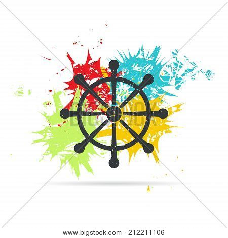 Handweel on white background with color spots. Grunge vector illustration