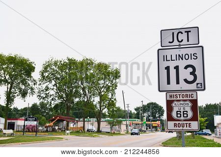 Sign Of Historic Route 66 In Illinois.