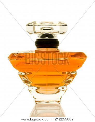 Winneconne WI - 1 Novmenber 2017: A bottle of Lancome Tresor Eau De perfume on an isolated background.