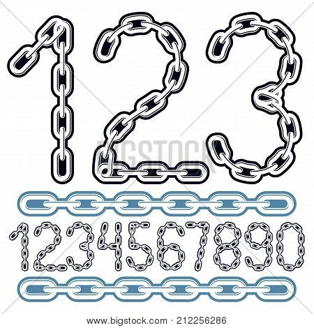 Set Of Vector Numbers Isolated. Trendy Numerals Can Be Used In Poster Design. Created Using Connecte