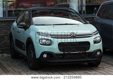 Prague, Czech Republic - November 5: Citroen C3 Car In Front Of Dealership Building On November 5, 2