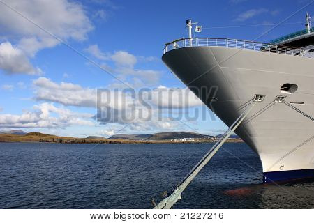 Cruise ship docked in iceland