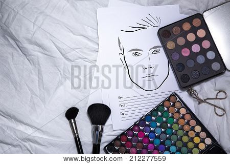 Fachion facechart makeup template for drawing cosmetics