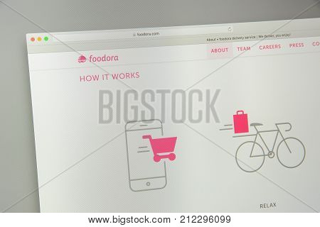 Milan, Italy - May 7, 2017: Foodora Website Homepage. Foodora Is A Berlin-based Online Food Delivery