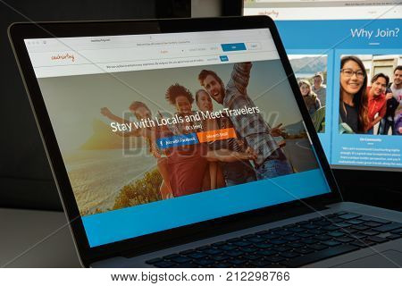 Milan, Italy - August 10, 2017: Couchsurfing Website Homepage. It Is A Hospitality Service And Socia