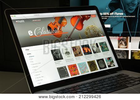Milan, Italy - August 10, 2017: Emusic Website Homepage. It Is An Online Music And Audiobook Store T