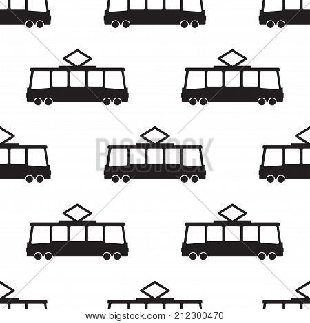 tram pattern repeat seamless in black color for any design background with tram in black