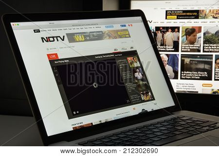 Milan, Italy - August 10, 2017: Ndtv Website Homepage. It Is An Indian Television Media Company Foun