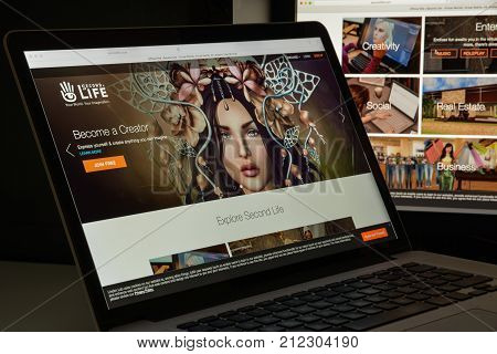 Milan, Italy - August 10, 2017: Second Life Website Homepage. It Is An Online Virtual World, Develop