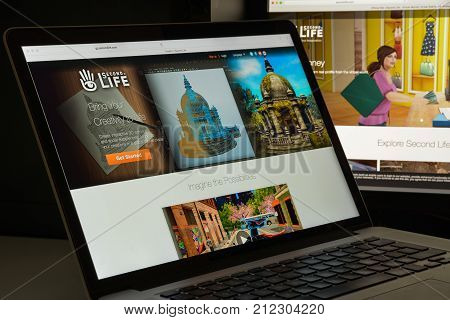 Milan, Italy - August 10, 2017: Second Life Website Homepage. It Is An Online Virtual World, Develop