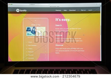 Milan, Italy - August 10, 2017: Spotify Website Homepage. It Is A Music, Podcast, And Video Streamin