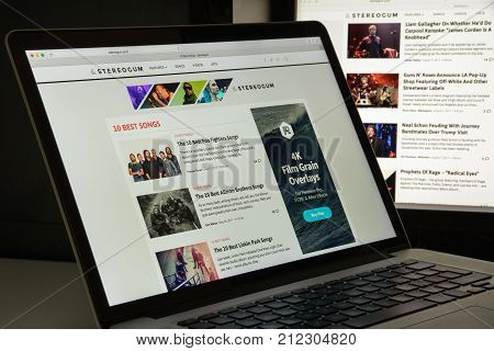 Milan, Italy - August 10, 2017: Stereogum Website Homepage. It Is A Daily Internet Publication That