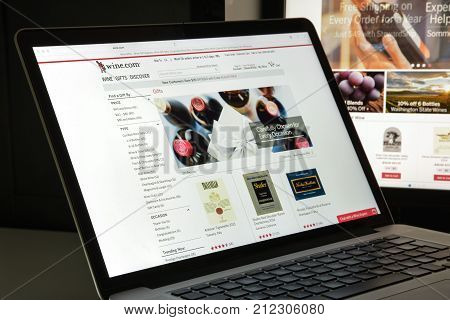 Milan, Italy - August 10, 2017: Wine.com Website Homepage. It Is A San Francisco Based Online Wine R