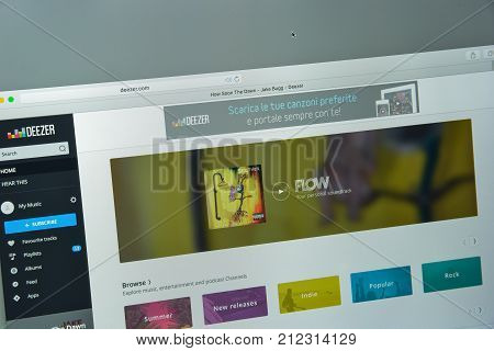 Milan, Italy - August 10, 2017: Deezer Website Homepage. It Is An Internet-based Music Streaming Ser