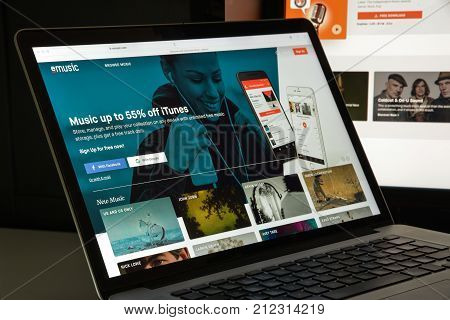 Milan, Italy - August 10, 2017: Emusic Website Homepage. It Is An Online Music And Audiobook Store T