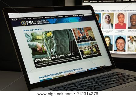 Milan, Italy - August 10, 2017: Fbi Website Homepage. It Is The Domestic Intelligence And Security S