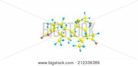 Spironolactone Molecular Structure Isolated On White