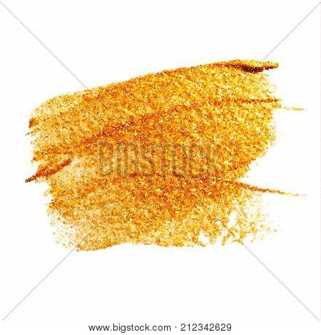 Vector gold paint smear stroke stain. Abstract gold glittering textured art illustration. Abstract gold glittering textured art illustration.