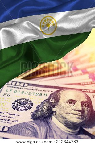 Grunge colorful flag Bashkortostan, with copyspace for your text or images.