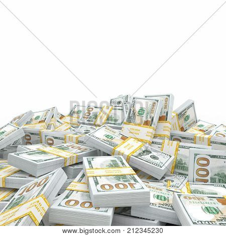 3d rendering lots of packs of US dollars in high quality