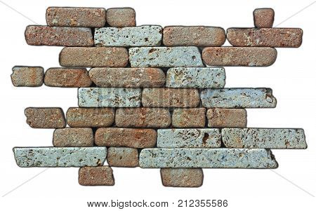 sample of natural building decorative stone on a white background close-up