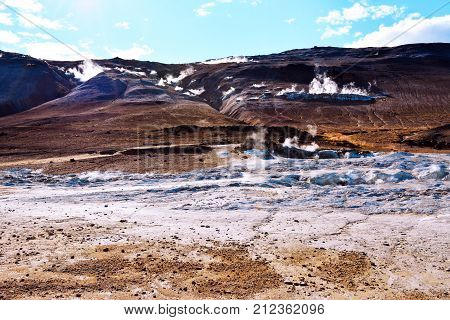Fumarole Field In Namafjall, Iceland.