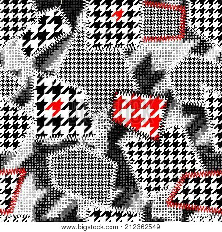 Seamless background pattern. Seamless background pattern. Imitation of a retro patchwork pattern with unevenly cropped patches on a rough canvas fabric texture.