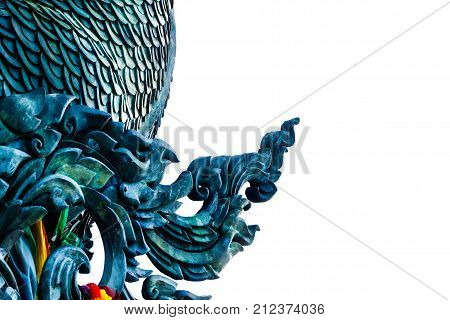 Thai pattern the naga king Statue on white background