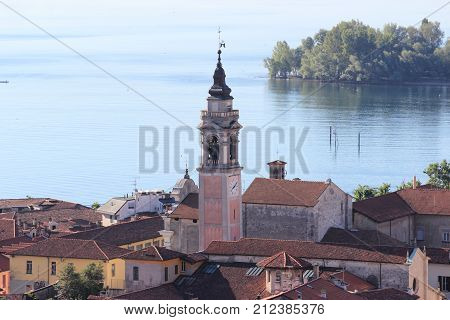 Overview of Arona town on Maggiore Lake Italy
