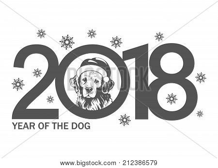 Year of the Dog 2018. Vector template New Year's design on the Chinese calendar.