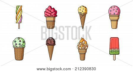 Different ice cream icons in set collection for design. Dessert and sweetness vector symbol stock  illustration.