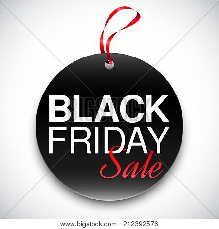 Round tag or label with black friday sale anouncement