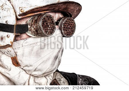 Post apocalyptic survivor creature with homemade weapons