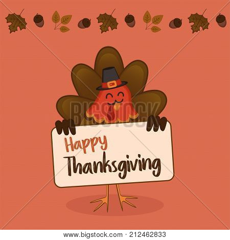 A thanksgiving day happy turkey illustration or vector