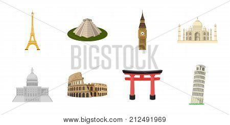 Sights of different countries icons in set collection for design. Famous building vector symbol stock  illustration.