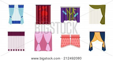 Different kinds of curtains icons in set collection for design. Curtains and lambrequins vector symbol stock  illustration.
