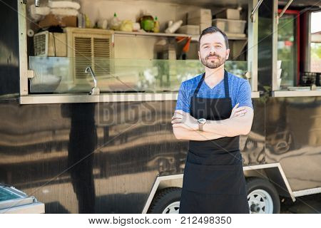 Male Cook With A Food Truck