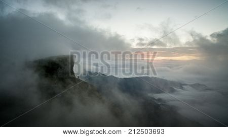 Aerial Shot Phu Chi Fa Chiang Rai north, of thailand