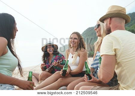 Happy friedns on the beach