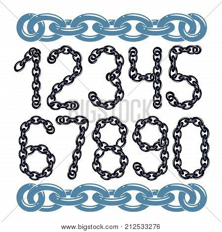 Vector Modern Numbers Collection. Trendy  Numbers For Use As Poster Design Elements. Made With Iron