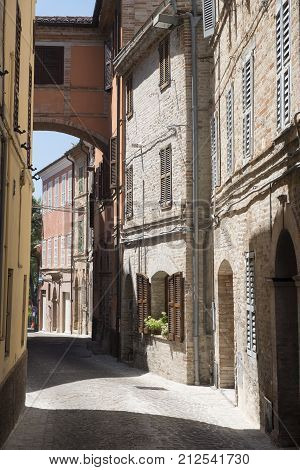 Montefano (Macerata Marches Italy) old buildings in the historic town