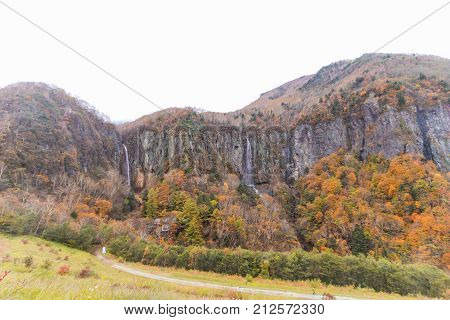 Fudodaki in authumn of Yonago Suzaka-shi Nagano PrefectureJapan.