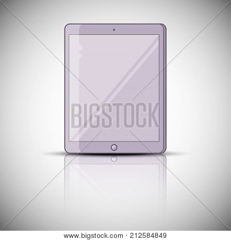 Tablet PC vector illustration with reflection, vector illustration design. Flat style.