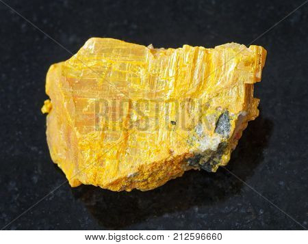 Rough Native Orpiment Stone On Dark